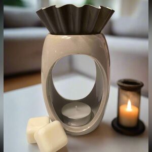 Ceramic Wax Melt Kit- Open Beige, comes with wax melts & candles